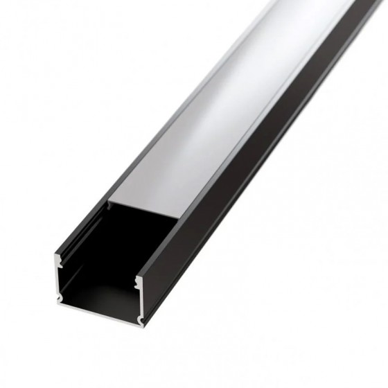 Профіль HOPFEN  для LED стрічки ALUM-PROF 2м BK (в комплекті заглушки, кріплення, розсіювач )