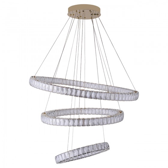 Люстра підвісна кришталева LED CRISTAL-ART 264Вт GD 4500K, 22440Лм 400+600+800мм зол. NEW ARTIER