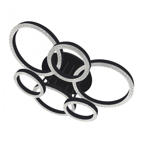 Люстра LED Christy-R-120Вт BK, 3000-6000К, 300-9600 Лм, пульт ДУ, 640х640х125мм, чор. NEW ARTIER