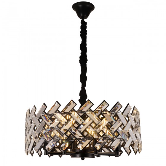 Люстра підвісна кришталева Cris-Art Verta BK E14x10, 600x200мм, чорний, метал, NEW ARTIER