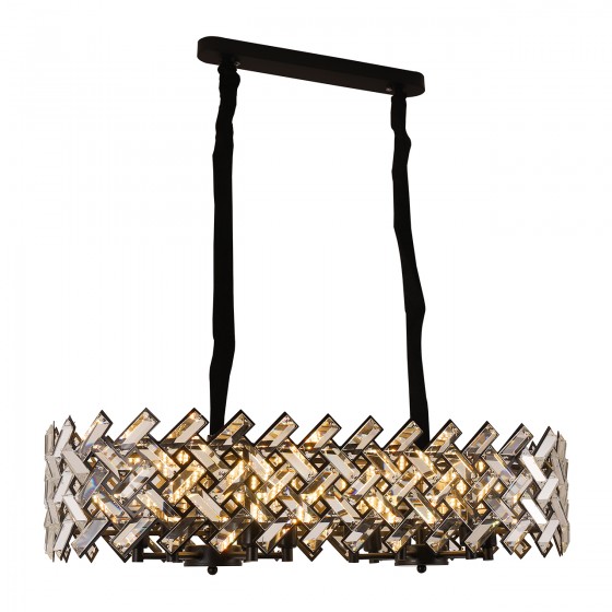 Люстра подвесная хрустальная Cris-Art Verta BK E14x10, 600x200мм, черный, метал, NEW ARTIER Люстра подвесная хрустальная Cris-Art Verta BK E14x10, 600x200мм, черный, метал, NEW ARTIER