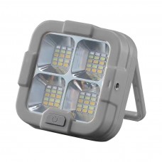 Прожектор акумуляторний LED GLEDE 30W GRAY, 1500mAH, 510 Lm, TYPE-C, solar panel, 112*50*112мм