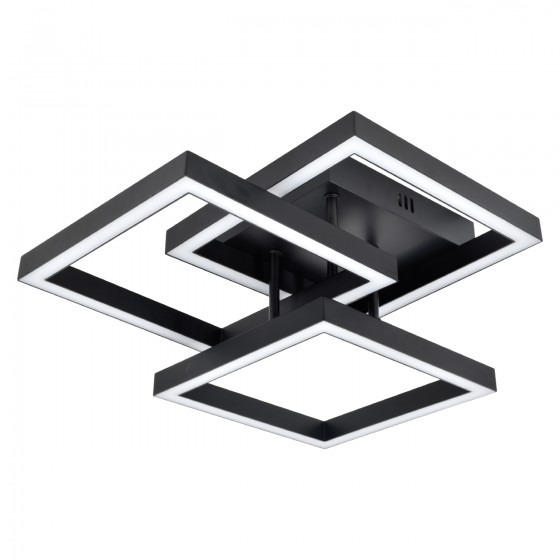 Люстра LED RIKDOM-65-BK 65Вт, 3000-6000К, 300-5200 Лм, пульт ДУ, 415×360мм, чорний, метал, V-WATT