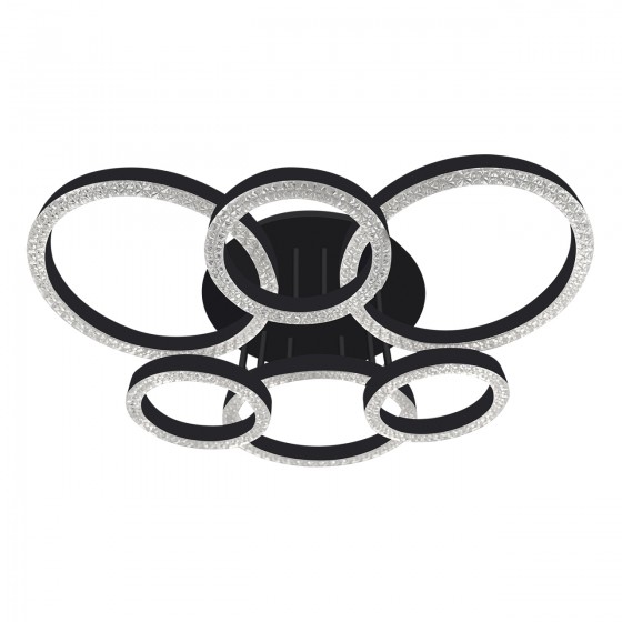 Люстра LED SCHWARTS-RGB-138Вт BK, 3000-6000К, 300-11040 Лм, пульт ДУ, 700х700мм, черный, металл, V-WATT